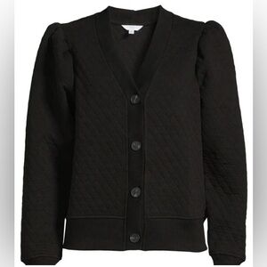 TIME & TRUE - Coordinating Quilted Puff Sleeve Top - Size 16/18 (Black)